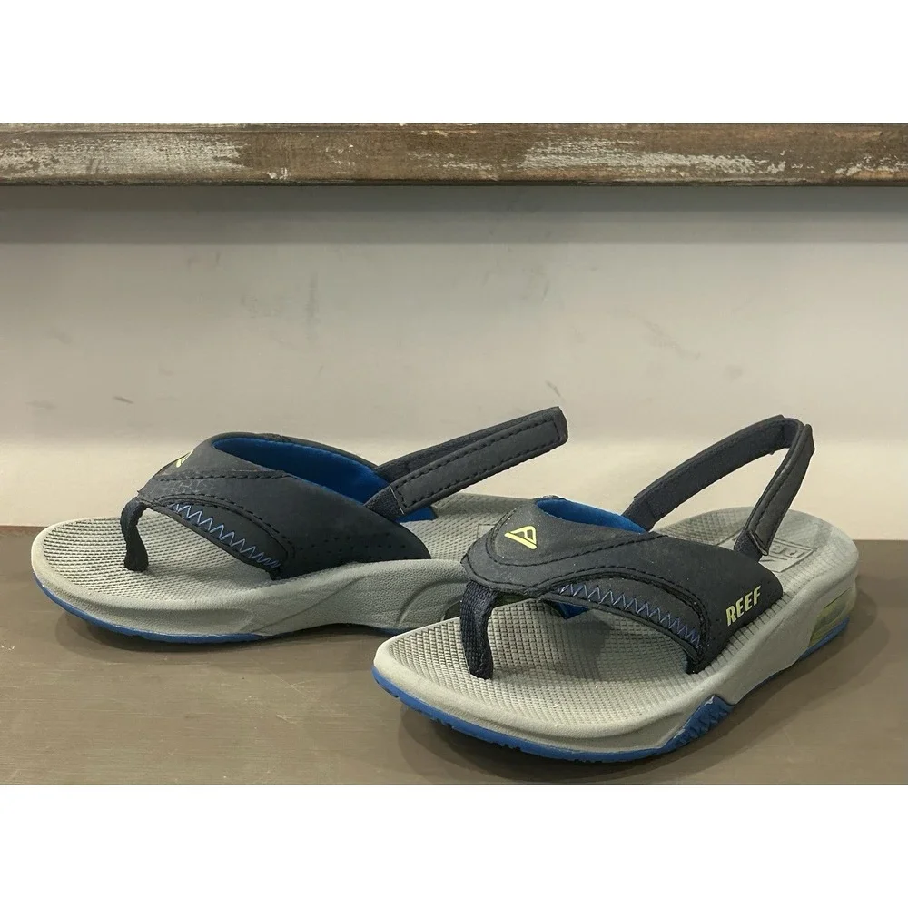REEF Little Fanning Kids Blue‎ Flip Flops Sandals Slip On - Size 9 Youth